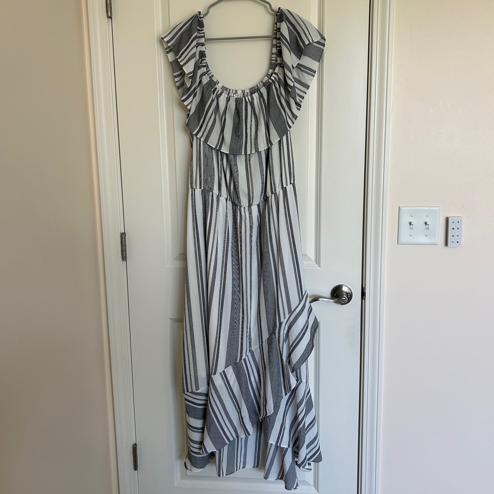 Striped Ruffle Maxi Dress